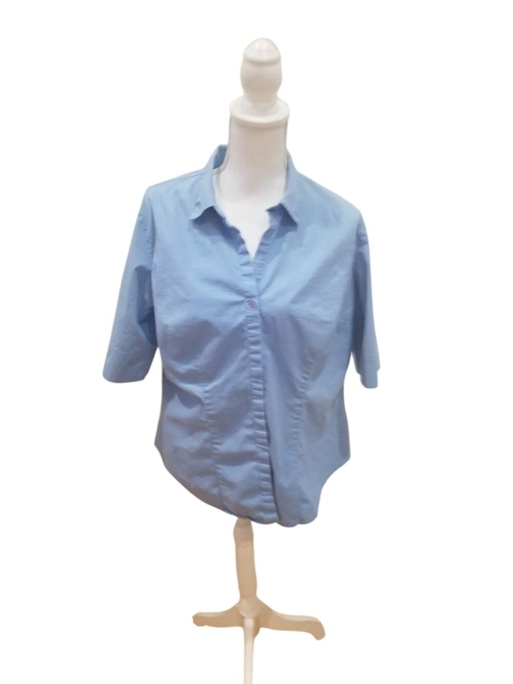 Venezia Jeans Blue Button-Up Stretch Shirt Womens Size 14/16 Cotton Blend